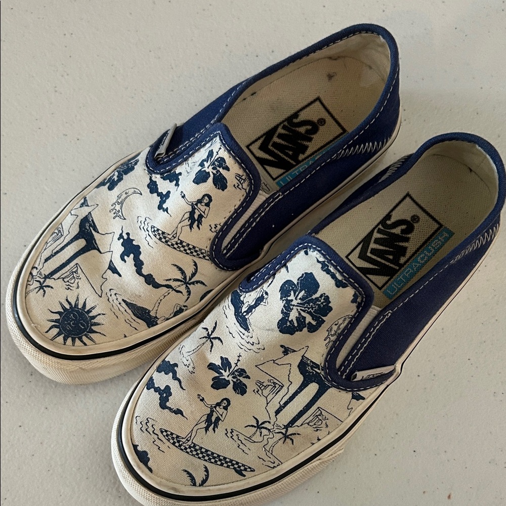Vans SF Island Dream Ultracush Blue/wht Slip-On Sneakers Size Womens 5 Men’s 3.5 - Picture 2 of 6